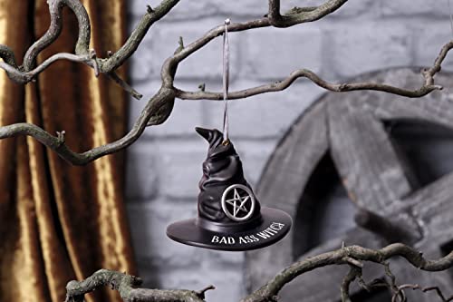 Halloween Witch Hat Hanging Ornament - Gothic Resin Decor, 9cm, Hand-Painted