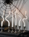 Halloween Ghost Taper Candles Set - 6 Twisted Spooky Decor Candles for Indoor Halloween Parties