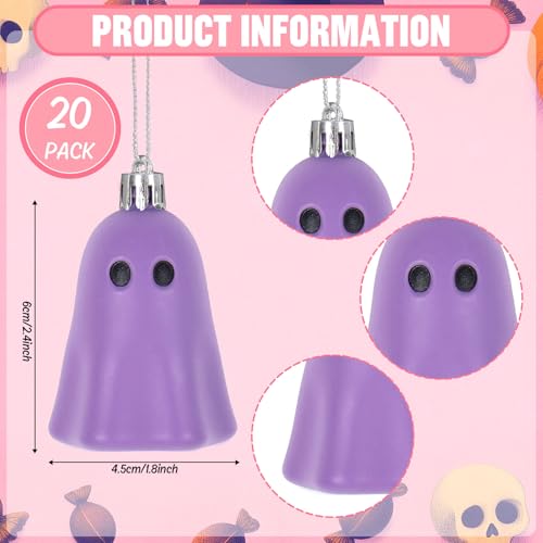Halloween Ghost Hanging Ornaments - 20 Pastel Plastic Decorations for Home & Party