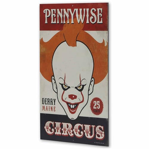 Orange Pennywise Circus Metal Sign - It Movie Horror Wall Decor