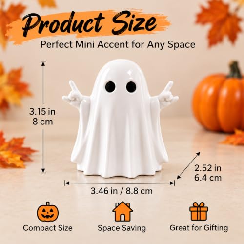 Halloween Ghost Figurine with Rock Hand - Cheeky Resin Halloween Decor - Variation C