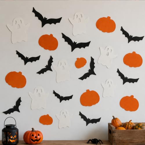Halloween Paper Cutouts Set - 228PCS Spooky Shapes for Kids, Classroom & Party Decor - Orange Black White