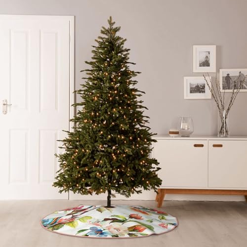 36-Inch Velcro Christmas Tree Skirt with Holiday Patterns - Large Tree Mat for Xmas, Halloween, Thanksgiving, New Year Decorations