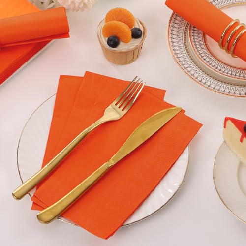 Disposable Orange Paper Napkins 100 Pcs for Parties & Events - Joy Akkess