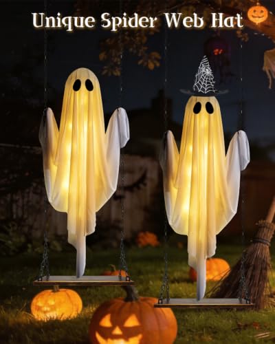 3.3 FT Outdoor Hanging Swing Ghost Halloween Decorations - 2 Pack