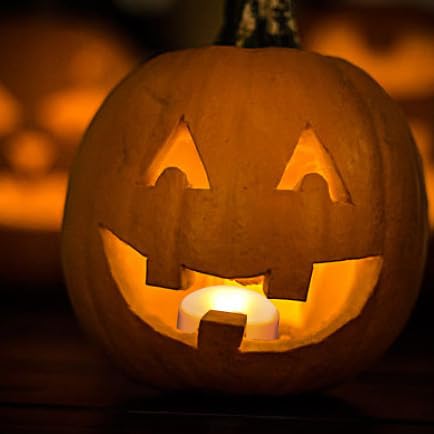 LED Pumpkin Lights with Remote & Timer - 12 Pack, 2.6x1 Inches, Orange for Halloween & Festive Decor