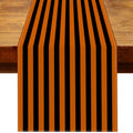 Halloween Orange Black Striped Table Runner - 13 x 72 Inches, Fall Carnival Decor