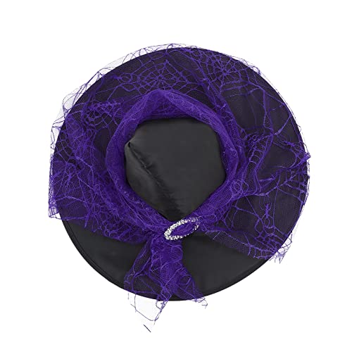 Kids Lace Purple Witch Hat for Halloween Party Cosplay - Medium
