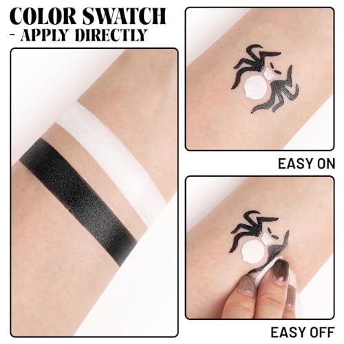 Skeleton Face Paint Kit - Halloween Makeup Set for Kids & Adults, Non-Toxic