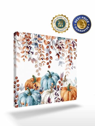 Farmhouse Autumn Pumpkins Wall Art Canvas Print - 16x16 Inches PumpkinCHM1605