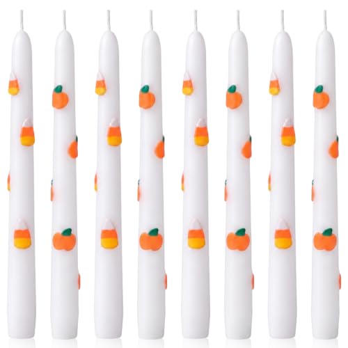 Lyrow Fall Pumpkin Candles Set - Pumpkin Candy Scented Halloween & Thanksgiving Decor, 8 Pieces with Variation Pumpkin Candy