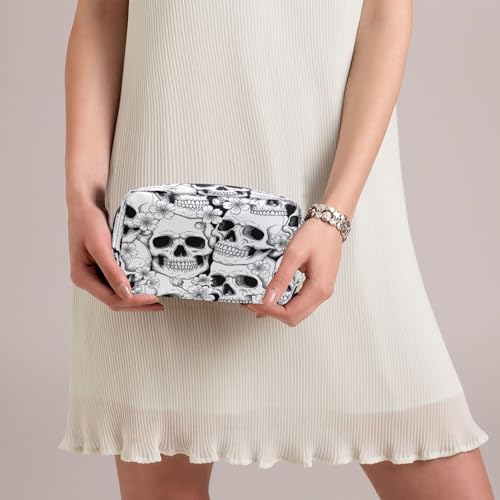 Mini Makeup Bag with Compartments Travel Cosmetic Organizer for Women & Teens