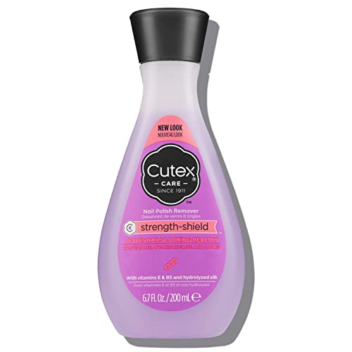 Cutex Strength Shield Nail Polish Remover - 6.7 Fl Oz with Vitamins E & B5, Silk, Pack of 1