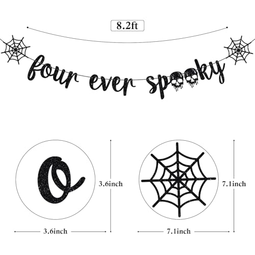 Halloween 4th Birthday Banner - Spooky Skull Party Decorations for Kids