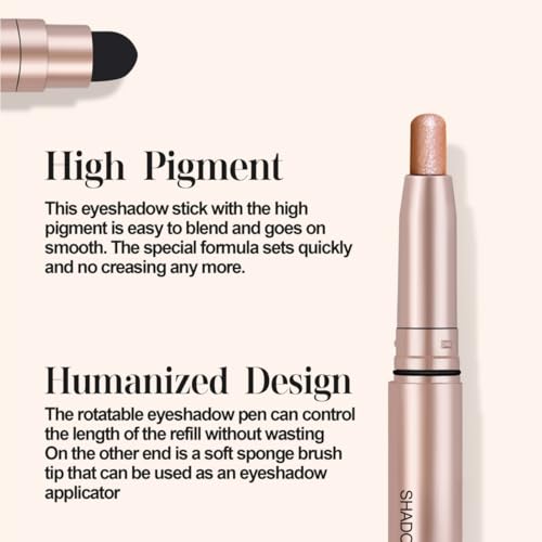 A10 Black Long-Lasting Cream Eyeshadow Stick with Shimmer & Built-in Smudger - Easy Application