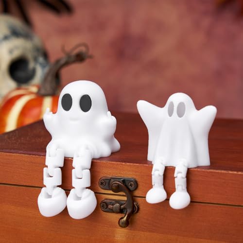 Halloween Ghost Figurine Decor with Chain Legs - Spooky Indoor Home Office Decorations