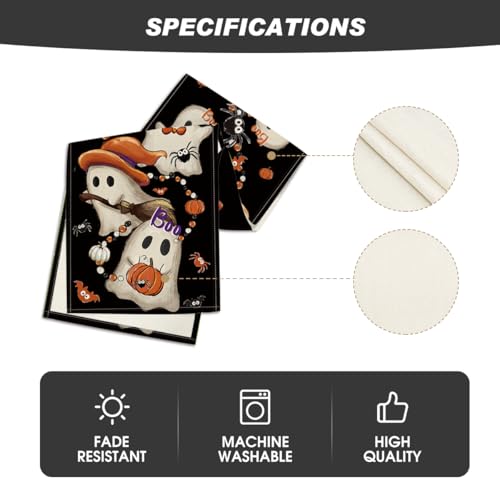 Halloween Table Runner 13x36 Inch Black Polyester Decor for Home Party