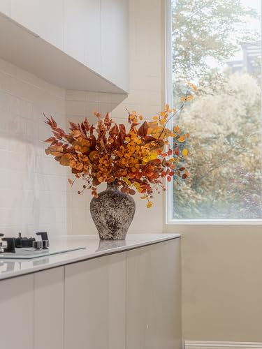 Artificial Fall Magnolia Leaf Stems - 12 Pieces, 30 Inch Autumn Decor with Moneywort Variation