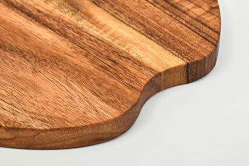 Organic Acacia Cutting Board with Handle - Cheese, Fruit & Salad Serving Board