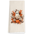 Halloween Fall Kitchen Towels with Rustic Floral Pumpkin Ghost Design - Section 9 - 16x24 Inch
