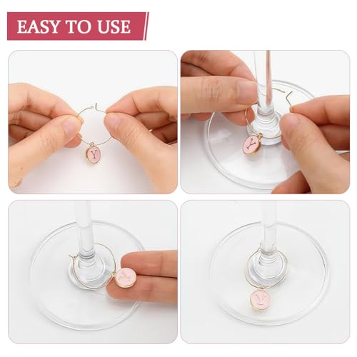 Colorful DIY Wine Glass Charm Kit with Letter Charms & Rings - 30 Sets