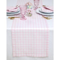 Marshmellow Pink Gingham Linen Table Runner 14 x 132 Inches - Pure European Flax