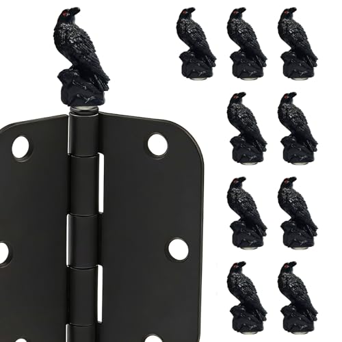 Black Raven Magnetic Hinge Cover Set - Gothic Resin Cabinet Door Decor - Black Crow Variation