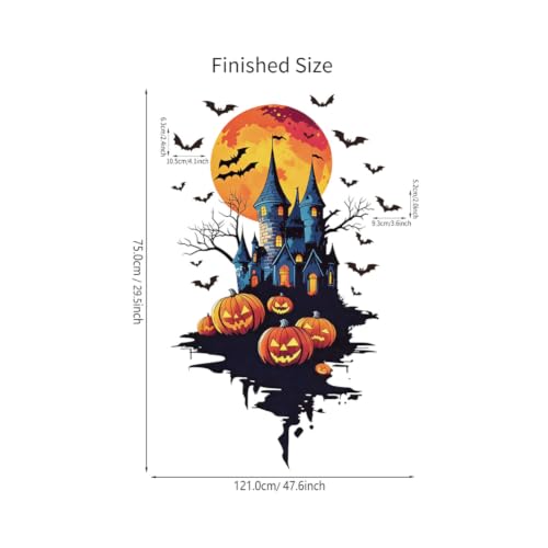 Halloween Haunted Castle Wall Decals Spooky Pumpkin Bat Wall Stickers - Halloween Party Decorations