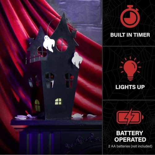 Mini Lighted Haunted House Halloween Decoration - 0.5 Ft. Warm White LED