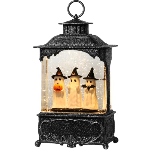 Halloween Ghost Snow Globe Lantern - Hand-Painted Indoor Halloween Decorations - Spooky Glitter Globe with Timer & USB Power - Variation of This Listing