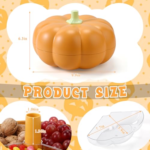 Thanksgiving Pumpkin Snack Bowl with Detachable Trays - Orange Fall Decor