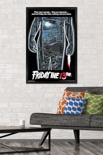 Friday the 13th Wall Poster - Black Framed 22.375 x 34 inches - Modern Room Decor