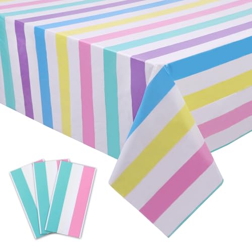 Rainbow Horizontal Striped Tablecloth 3 Pack - Pastel Party Cover, 54x108 Inch Variation of THIS listing