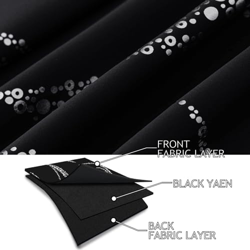 Blackout Curtains with Silver Wave Pattern, 42x72 Inches, Pack of 2 - Room Darkening Drapes for Living Room & Bedroom