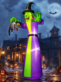 Giant Halloween Inflatable Witch with Black Cat - 12FT Outdoor Yard Decor with LEDs & Blower