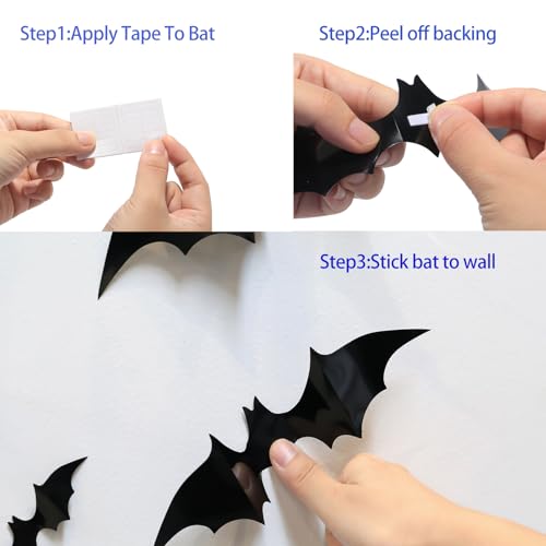 Halloween Bat Wall Decals - 80pcs 3D Spooky Indoor Outdoor Decor Set