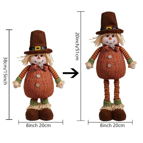 Retractable Autumn Gnome Decor - Adjustable Fall Plush Scarecrow for Home & Garden - Thanksgiving & Harvest Festival