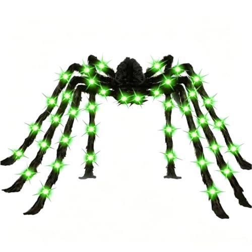 Giant 6.6ft Halloween Light-Up Spider Decor - Realistic Scary Outdoor Indoor