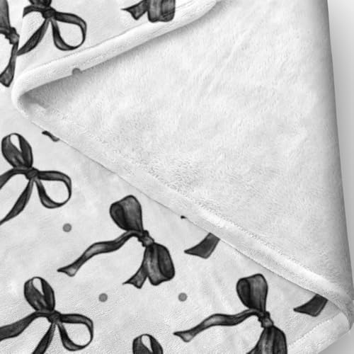 Black and White Bow Throw Blanket - 30x40 Inches, Flannel, Cozy Classroom Decor