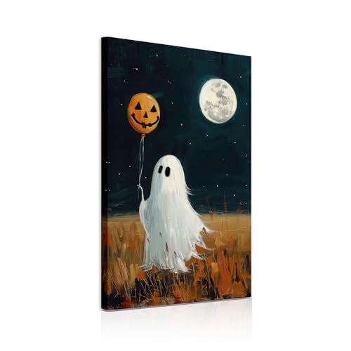 Halloween Ghost Wall Art Canvas - Moon Walk Variation 24x16 Inches