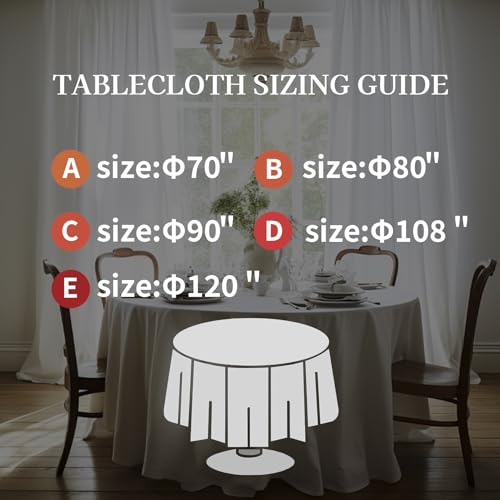 Everly 100% Natural Linen Round Tablecloth 70 Inch White for Weddings & Events