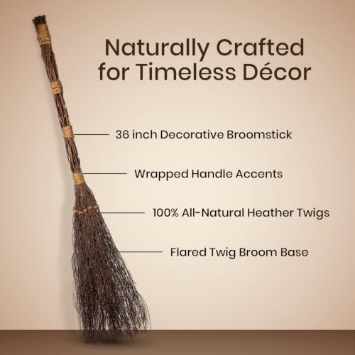 Witches Broom 36 Inch - Halloween Costume & Decor Accessory - Wicked Witch Prop - Variation of Witch Broom 36in