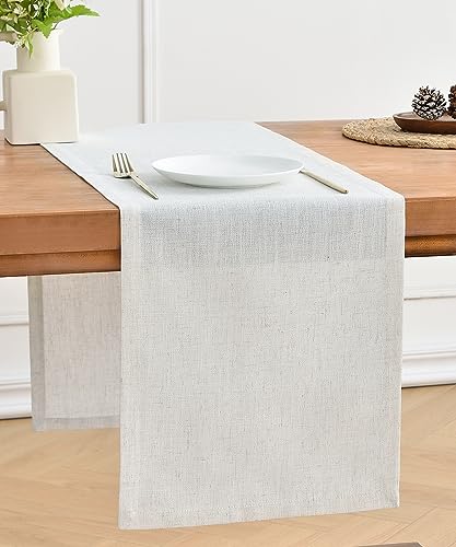 Wracra Linen Table Runner - Ivory Cream Burlap Style 13x36 Inch