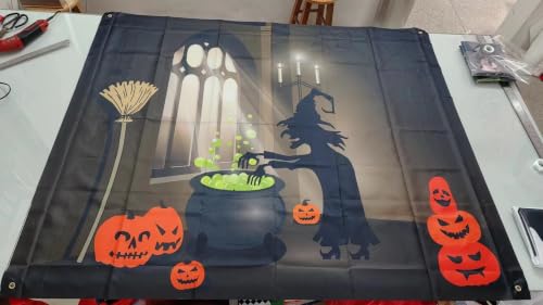 Large Waterproof Halloween Witch Car Decorations Kit for SUV Truck Van - Reusable Trunk Banner