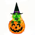 Halloween Lighted Sign Decoration with LED Lights - Pumpkin & Witch, 28 Inches