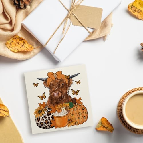 Fall Highland Cow Pumpkin Coffee Decor Wooden Box - Autumn Home Accent