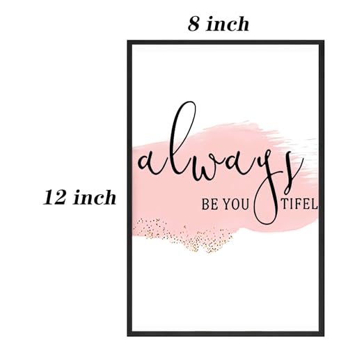 Pink Motivational Wall Art Canvas Set of 4 - Fashion Quote for Girls Room Decor