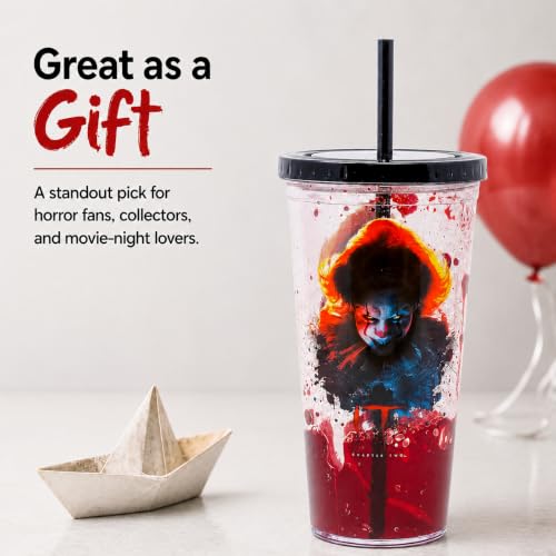 20oz Liquid Filled Acrylic Tumbler with Straw - IT Horror Variation