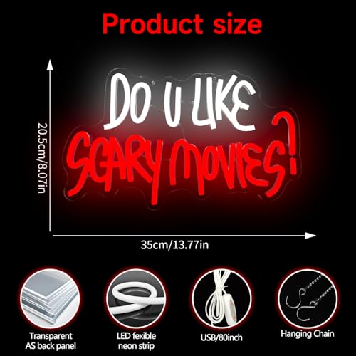 Scary Movie Neon Sign - Halloween Horror Wall Decor, Dimmable LED Light, Spooky Gothic Room Gift (Variation: Scary Movie)