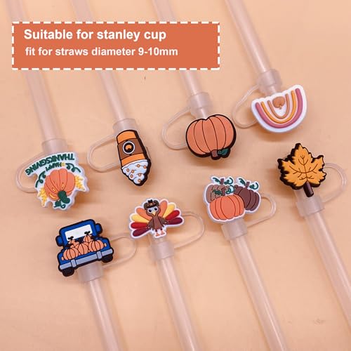 Fall Straw Toppers for Stanley Cup - Thanksgiving Autumn Straw Covers 10mm - Fall Straw Cover